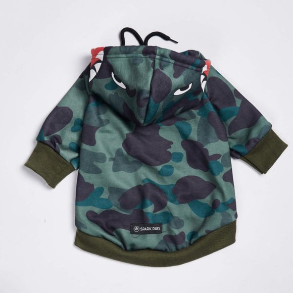 (2XL) Camo Shark Dog Hoodie NWT - Picture 1 of 3
